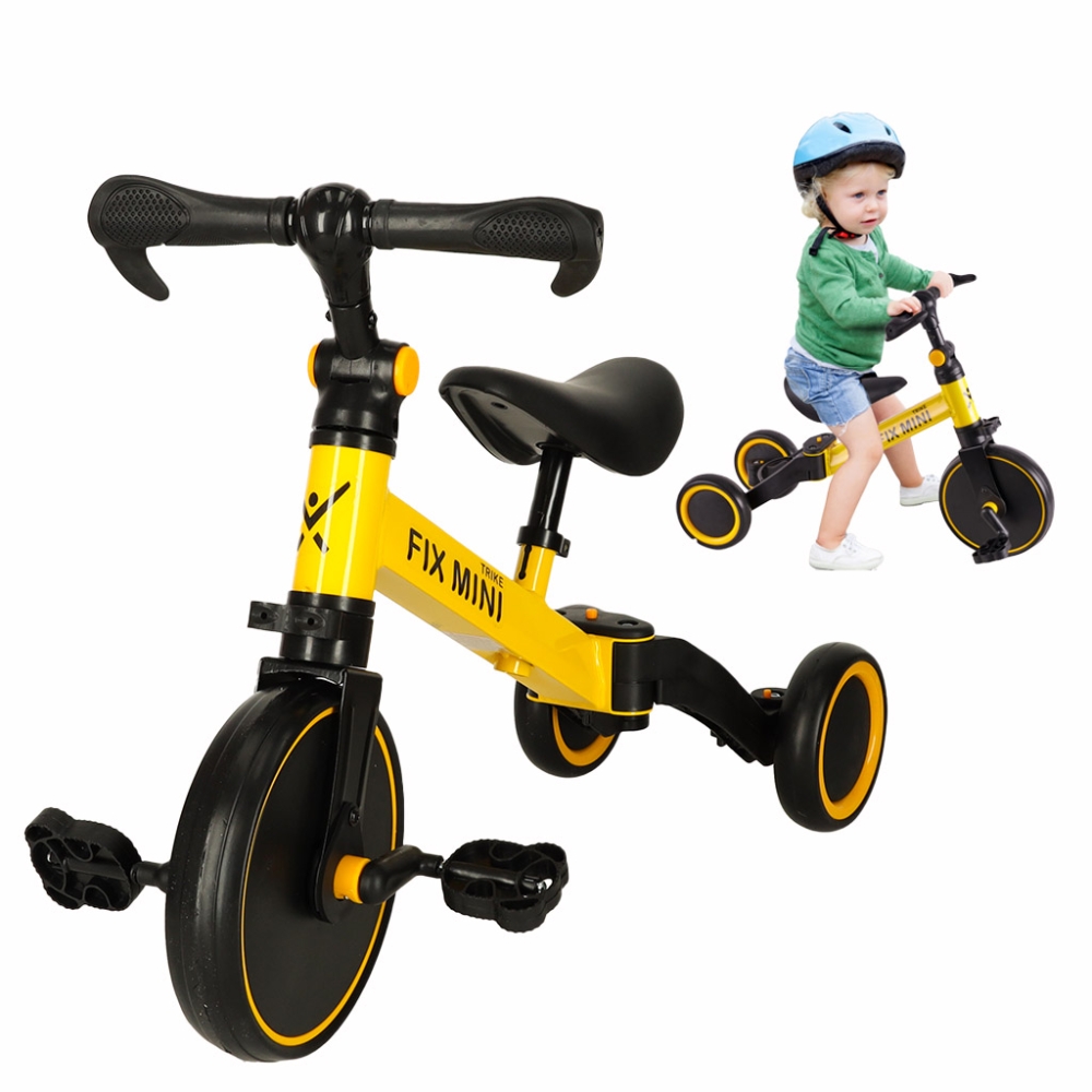 Balansinis dviratukas / triratukas Trike Fix Mini 3in1 su pedalais geltonas-Judėjimui, Balansiniai dviratukai, Triratukai vaikam