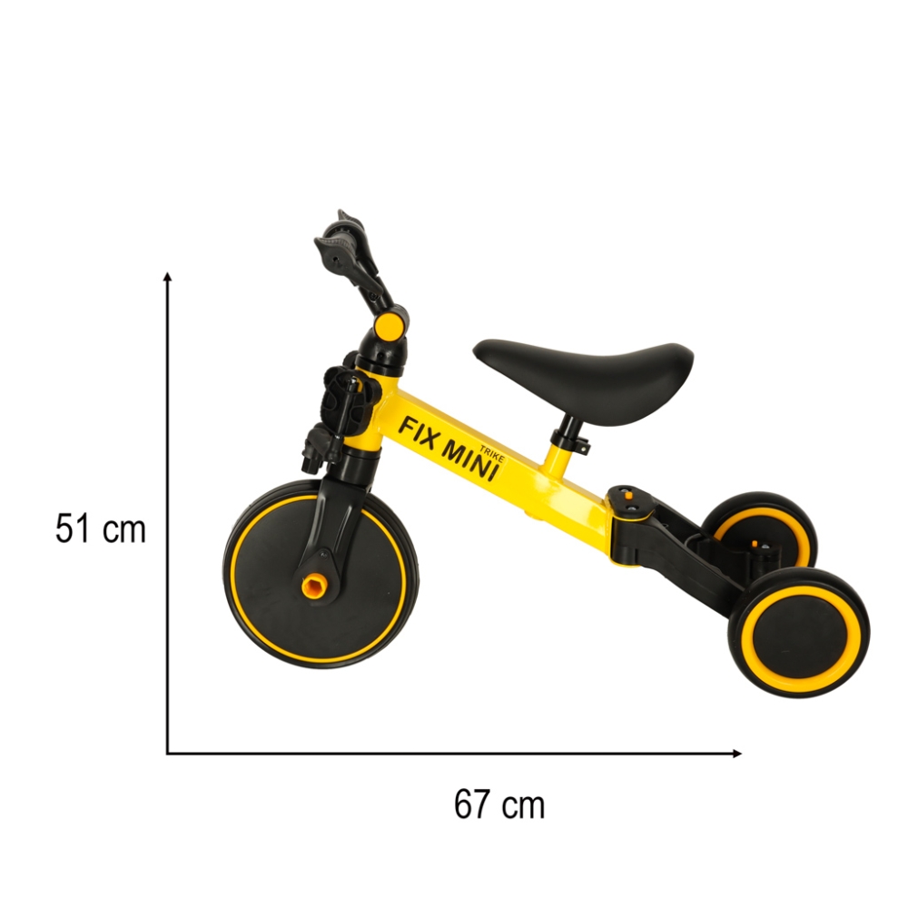 Balansinis dviratukas / triratukas Trike Fix Mini 3in1 su pedalais geltonas-Judėjimui, Balansiniai dviratukai, Triratukai vaikam