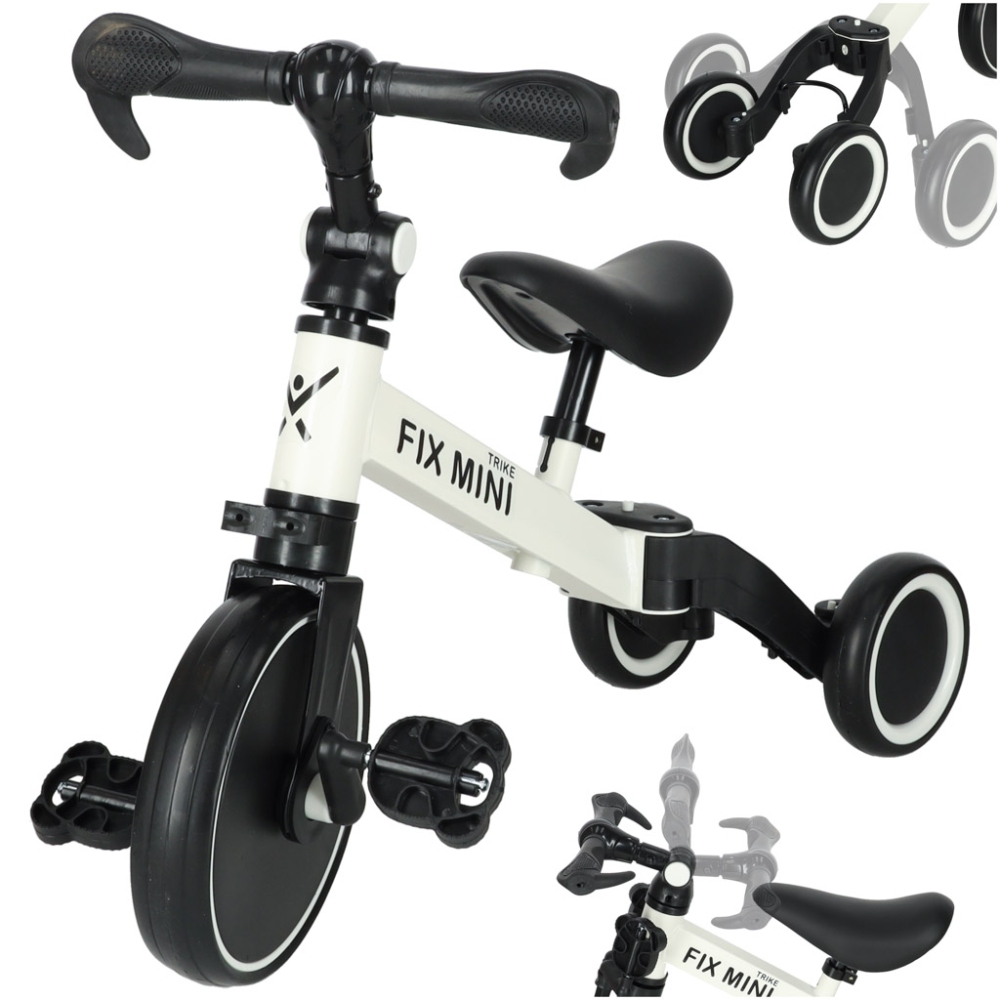 Balansinis triratukas Trike Fix Mini 3in1 su pedalais, baltas-Judėjimui, Balansiniai dviratukai, Triratukai vaikams-e-vaikas
