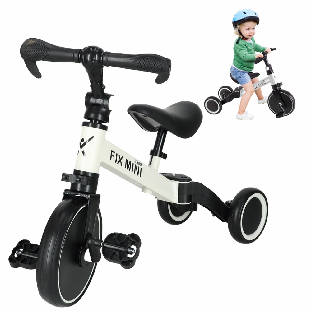 Balansinis triratukas Trike Fix Mini 3in1 su pedalais, baltas-Judėjimui, Balansiniai dviratukai, Triratukai vaikams-e-vaikas