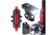 LED dviračių žibintų galinis-priekinis komplektas USB