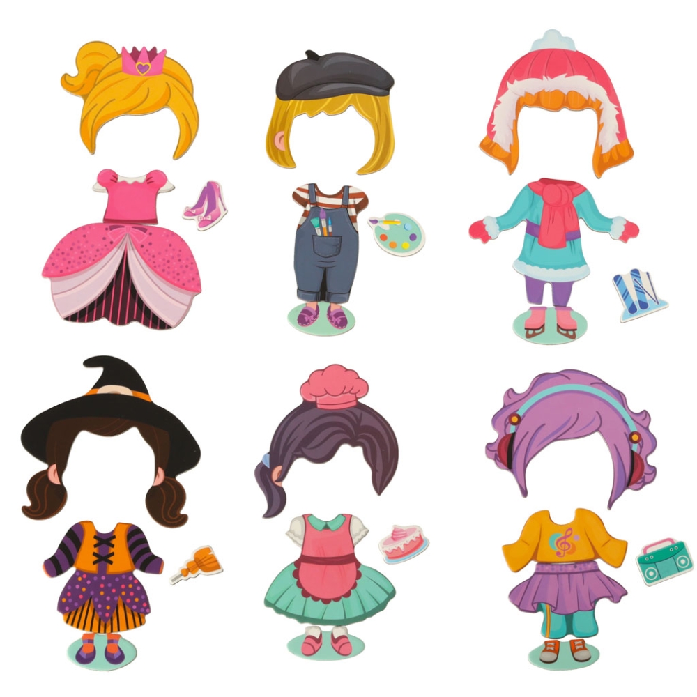 Magnetinė dėlionė Dress up lėlė 51 el.-Žaislai, Dėlionės, Magnetinės dėlionės-e-vaikas