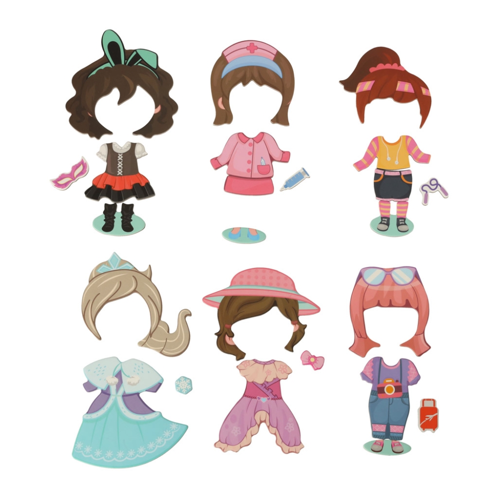 Magnetinė dėlionė Dress up lėlė 51 el.-Žaislai, Dėlionės, Magnetinės dėlionės-e-vaikas