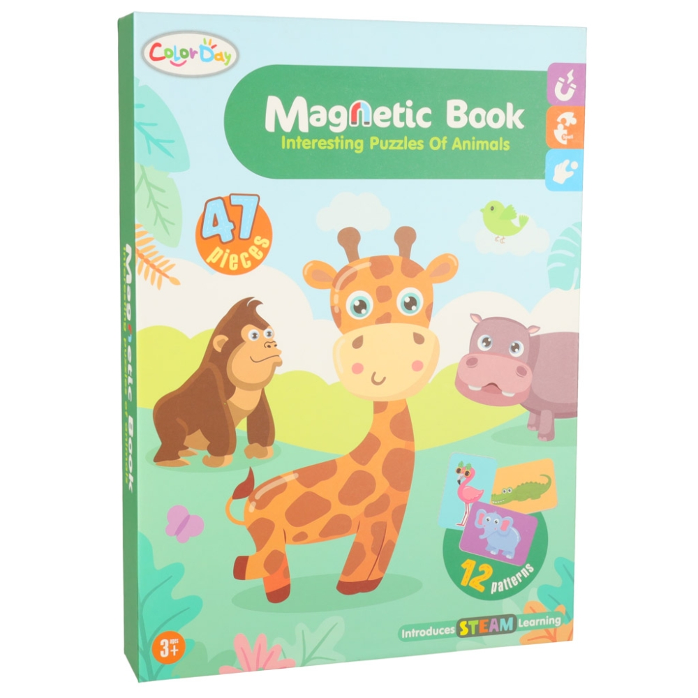 Magnetinė dėlionė safario gyvūnai 47el.-Žaislai, Dėlionės, Magnetinės dėlionės-e-vaikas