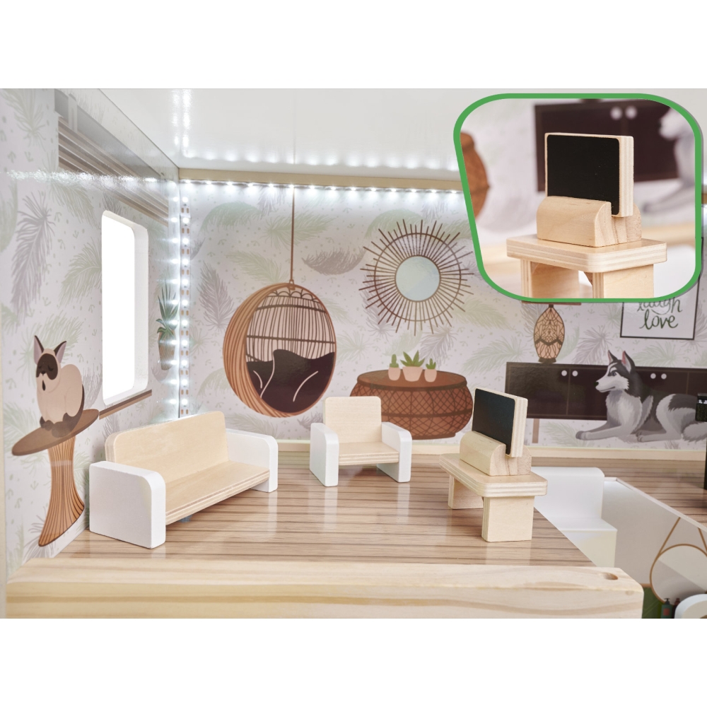Medinis lėlių namelis LULILO FLORO boho LED-Žaislai, Lėlių namai ir baldai-e-vaikas