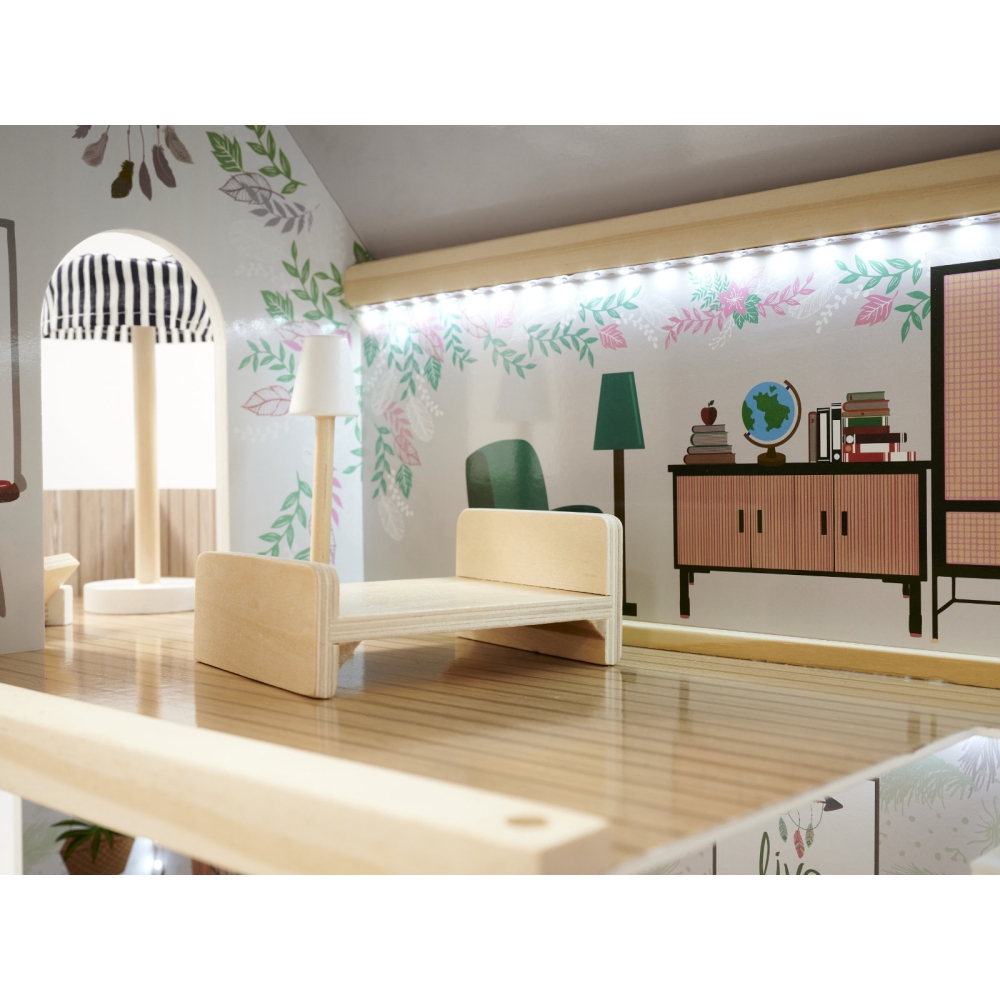 Medinis lėlių namelis LULILO FLORO boho LED-Žaislai, Lėlių namai ir baldai-e-vaikas