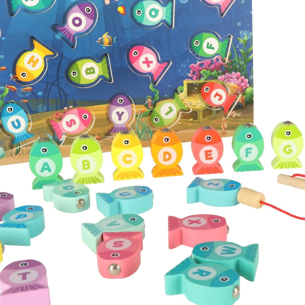 Medinių žuvų žvejybos magnetų žaidimas Montessori-Žaislai, Stalo žaidimai, Įvairūs stalo žaidimai-e-vaikas