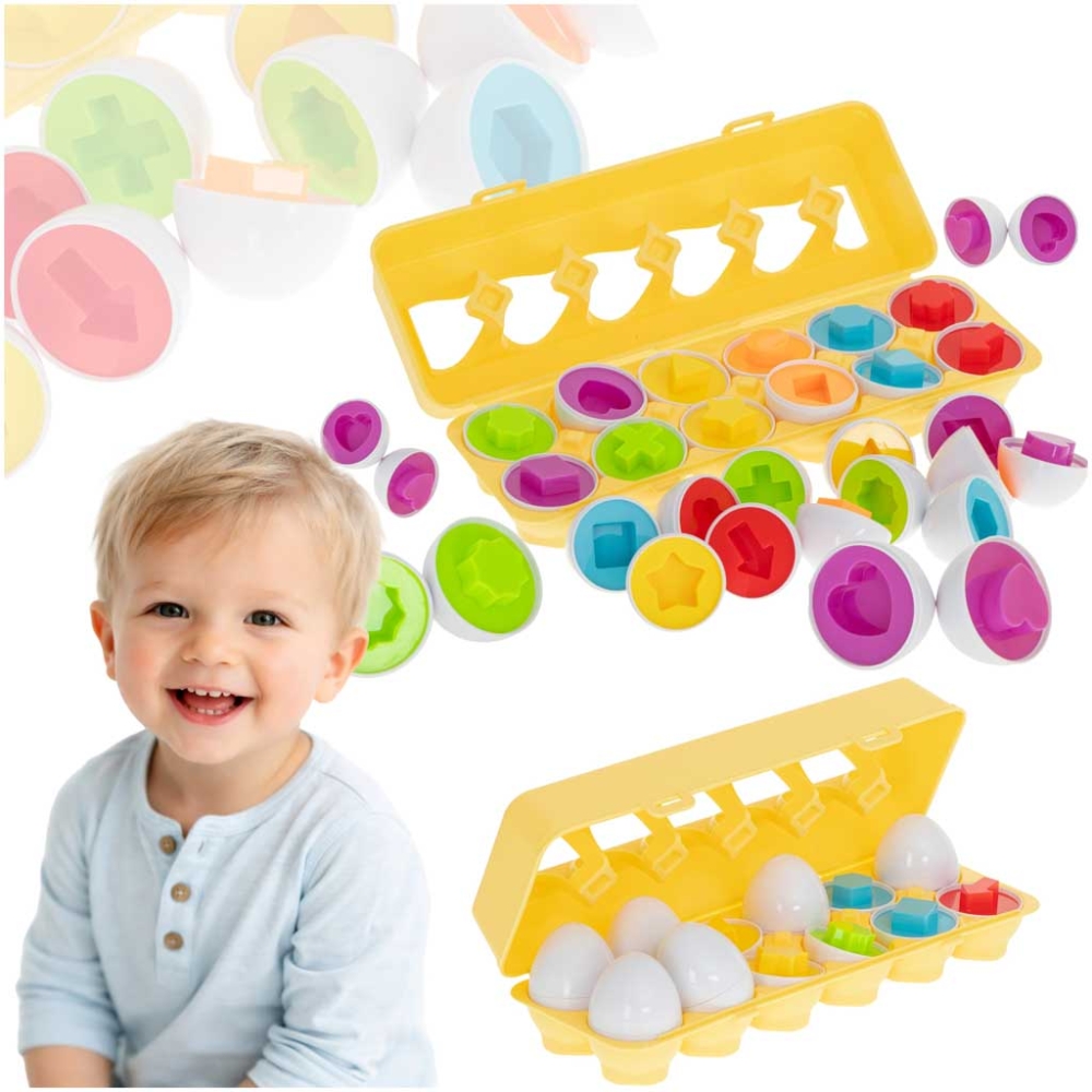 Edukacinė dėlionė kiaušinių formos 12 vnt-Žaislai, Dėlionės, Šventės, Velykos, Dėlionės patiems mažiausiems-e-vaikas