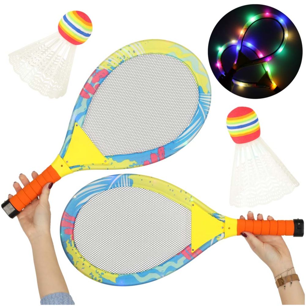 LED šviečiančios teniso raketės + smiginis-Žaislai, Lauko žaislai, Lauko žaidimai ir sporto prekės, Žaidimai, sporto prekės-e-va