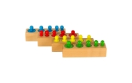 Montessori mediniai cilindriniai svarmenys spalvingi