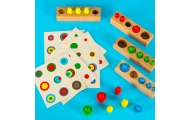 Montessori mediniai cilindriniai svarmenys spalvingi