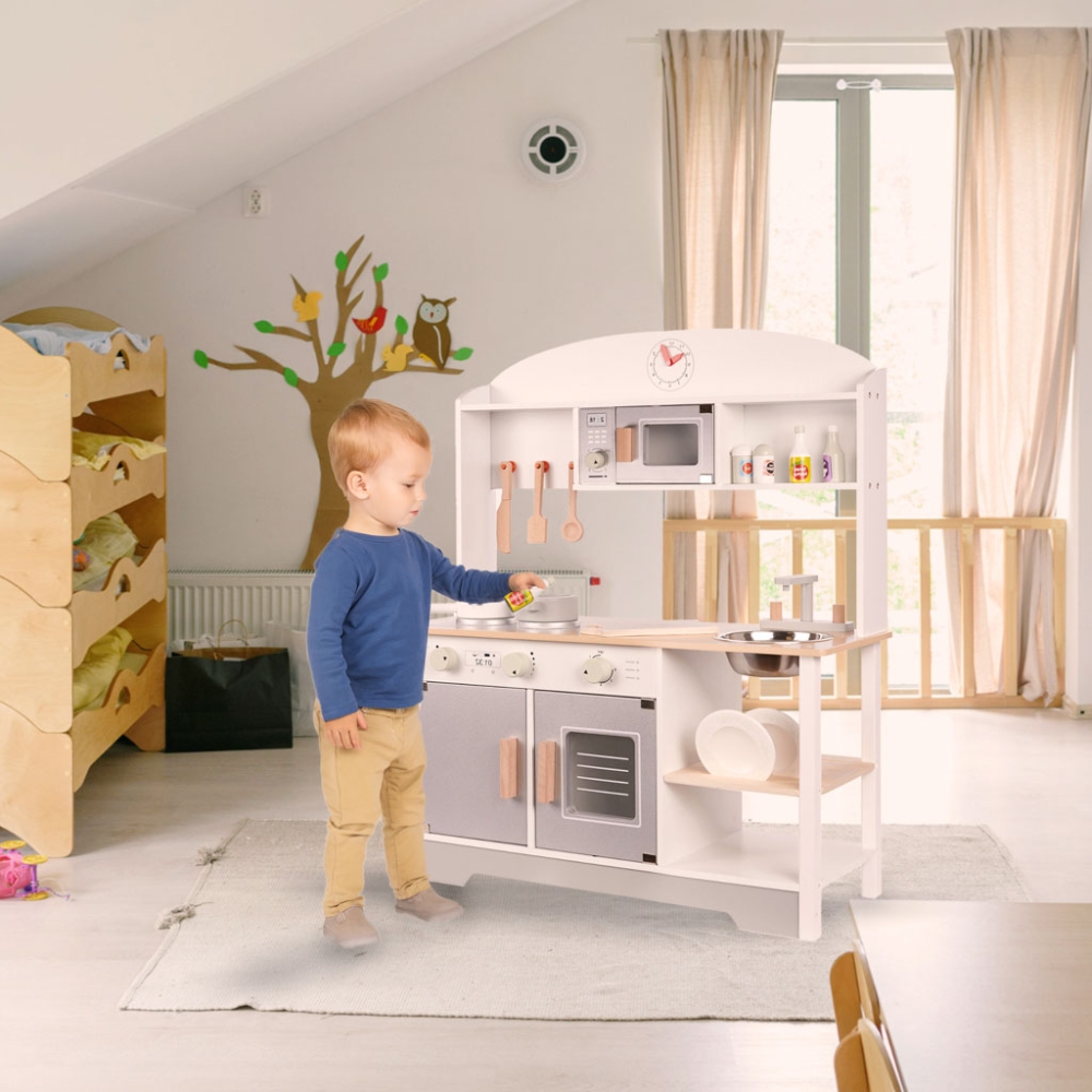 Vaikiška medinė virtuvė MDF MODERN CLASSIC+ priedai