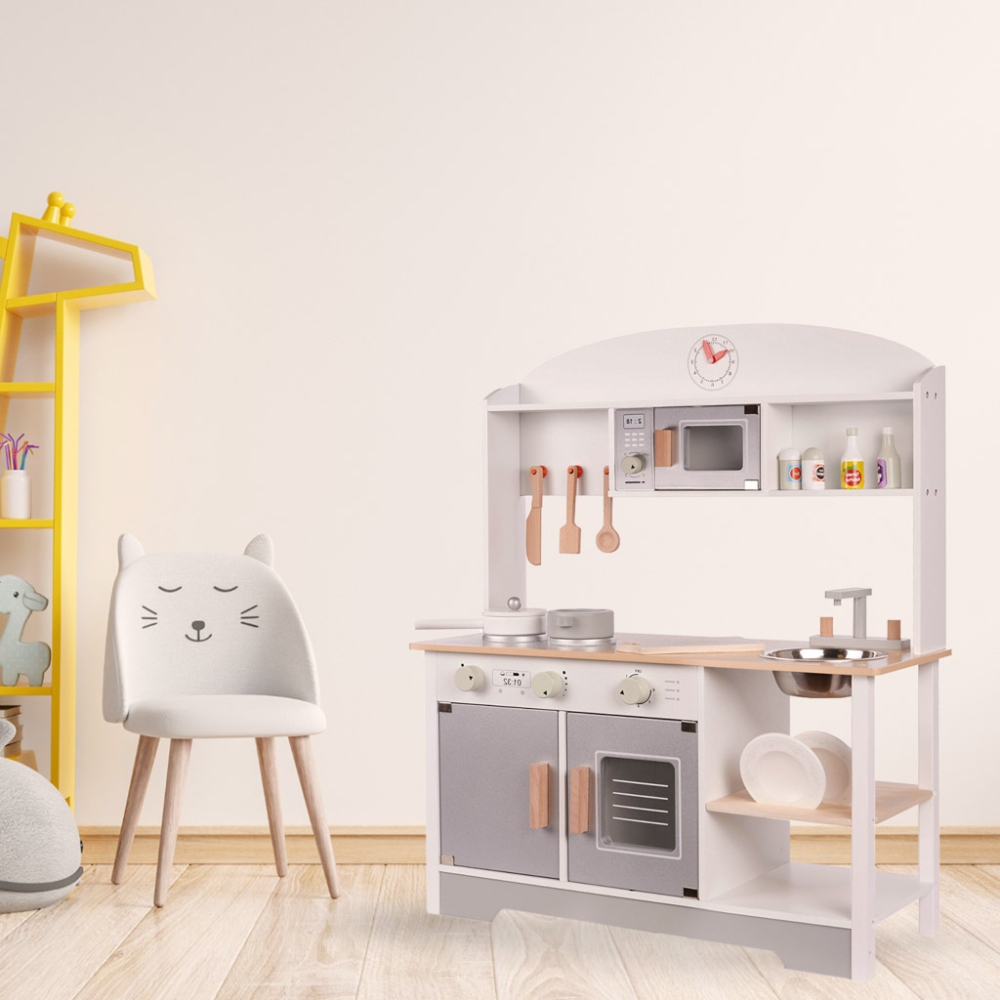 Vaikiška medinė virtuvė MDF MODERN CLASSIC+ priedai