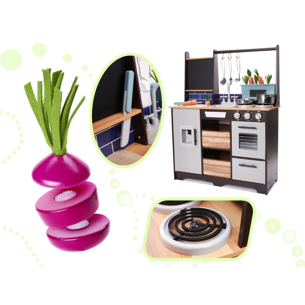 Vaikiška medinė MDF virtuvėlė su priedais LOFT XXL 96cm-Žaislai, Vaikiškos virtuvėlės-e-vaikas
