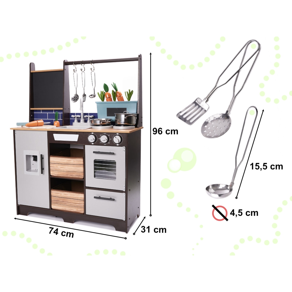 Vaikiška medinė MDF virtuvėlė su priedais LOFT XXL 96cm-Žaislai, Vaikiškos virtuvėlės-e-vaikas