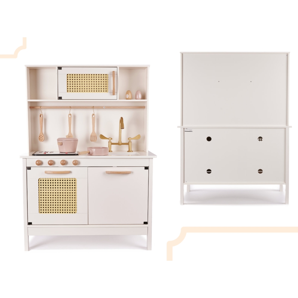 Vaikiška retro MDF medinė virtuvė su BOHO aksesuarais-Žaislai, Vaikiškos virtuvėlės-e-vaikas