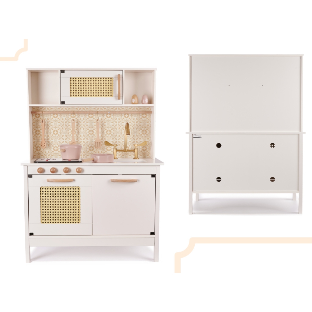 Vaikiška retro MDF medinė virtuvė su BOHO aksesuarais-Žaislai, Vaikiškos virtuvėlės-e-vaikas