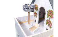 MDF medinis lėlių namelis + baldai 78cm juodas LED