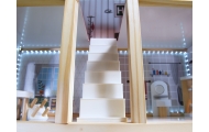 MDF medinis lėlių namelis + baldai 78cm juodas LED