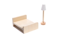 MDF medinis lėlių namelis + baldai 78cm juodas LED