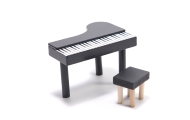 MDF medinis lėlių namelis + baldai 78cm juodas LED