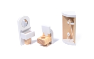 MDF medinis lėlių namelis + baldai 78cm juodas LED