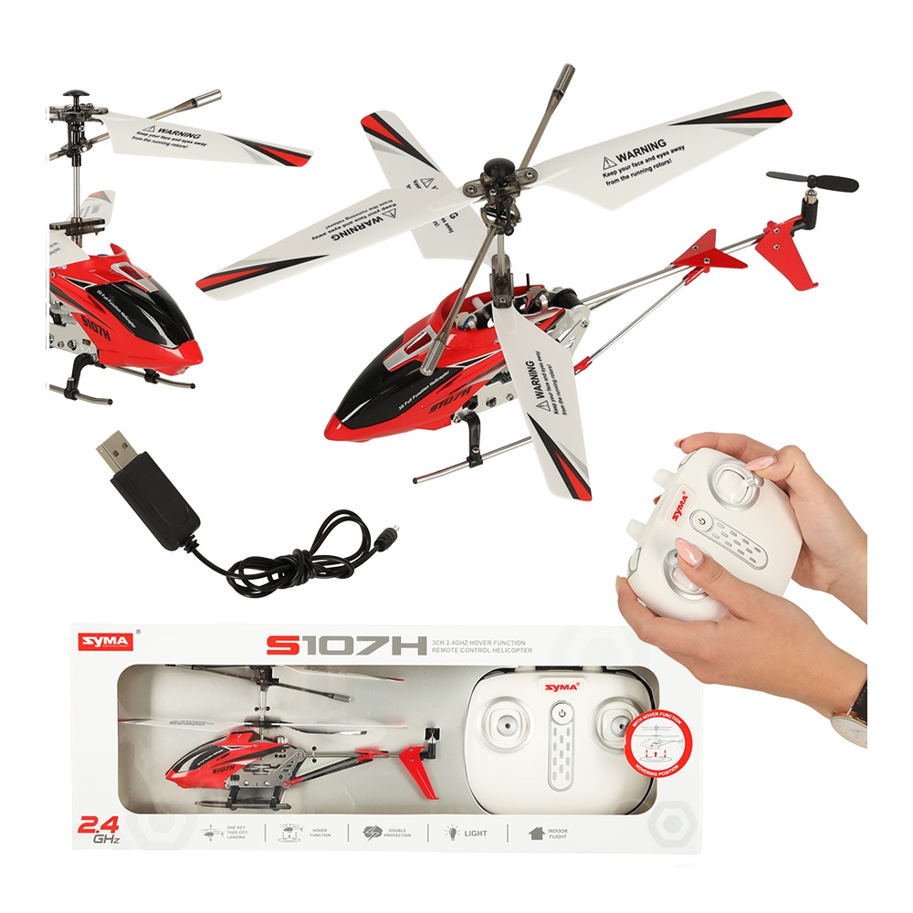 SYMA S107H RC sraigtasparnis 2.4GHz RTF raudonos spalvos