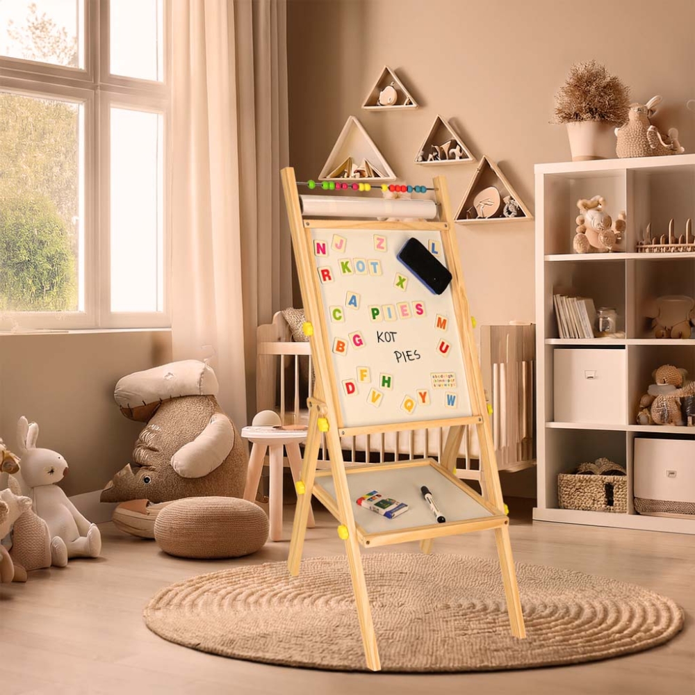 Magnetinė kreidinė lenta su popieriumi ir abaku 90 cm-Žaislai, Lavinamieji žaislai, Molbertai, piešimo lentos-e-vaikas