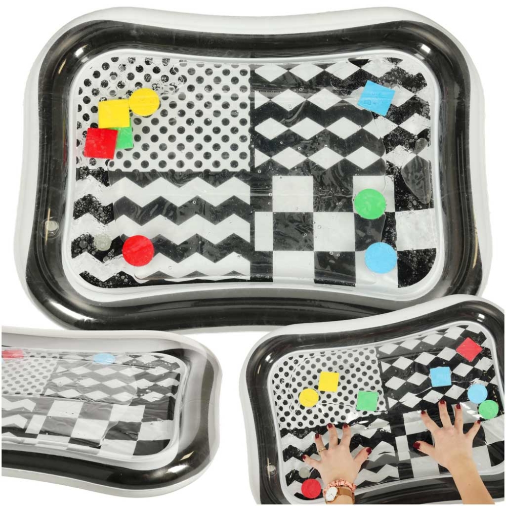 Pripučiamas vandens kilimėlis su juodos ir baltos spalvų kontrastingais raštais 65 cm x 50 cm-Žaislai, Kūdikiams, Lavinamieji ki