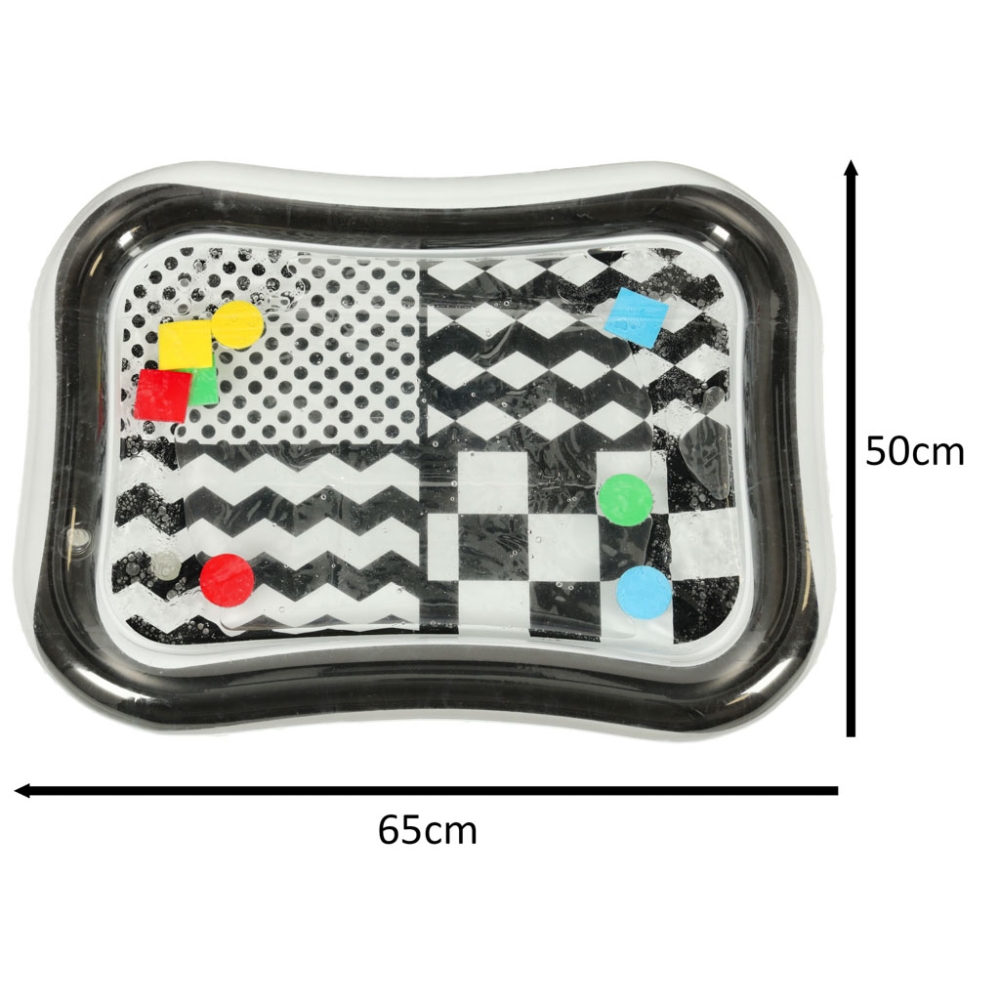 Pripučiamas vandens kilimėlis su juodos ir baltos spalvų kontrastingais raštais 65 cm x 50 cm-Žaislai, Kūdikiams, Lavinamieji ki