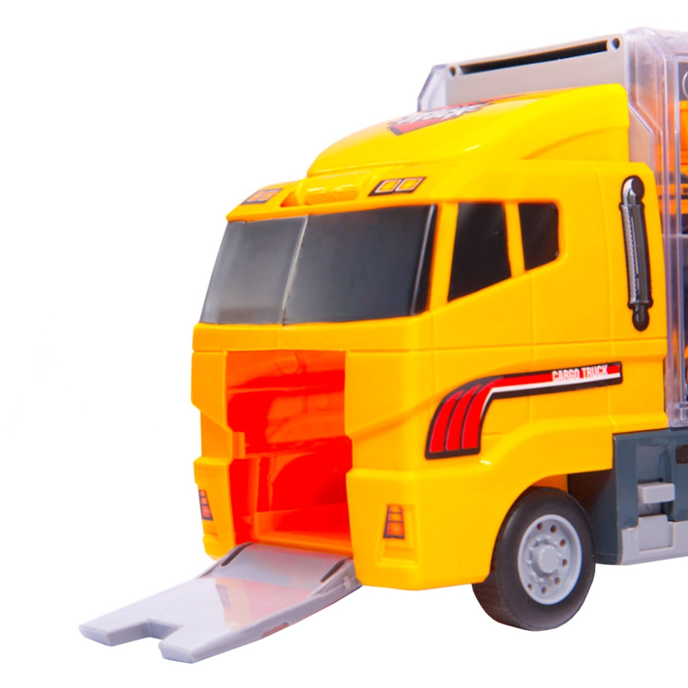 Transporterio sunkvežimis TIR paleidimo įrenginys + metaliniai automobiliai statybinės mašinos-Žaislai, Auto ir transporto žaisl