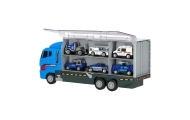 Transporterio sunkvežimis TIR paleidimo įrenginys + metaliniai policijos automobiliai