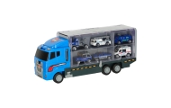 Transporterio sunkvežimis TIR paleidimo įrenginys + metaliniai policijos automobiliai