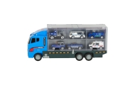 Transporterio sunkvežimis TIR paleidimo įrenginys + metaliniai policijos automobiliai