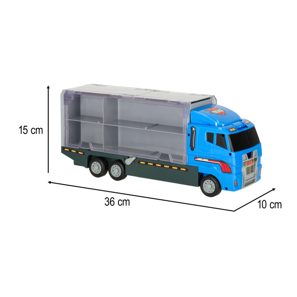 Transporterio sunkvežimis TIR paleidimo įrenginys + metaliniai policijos automobiliai
