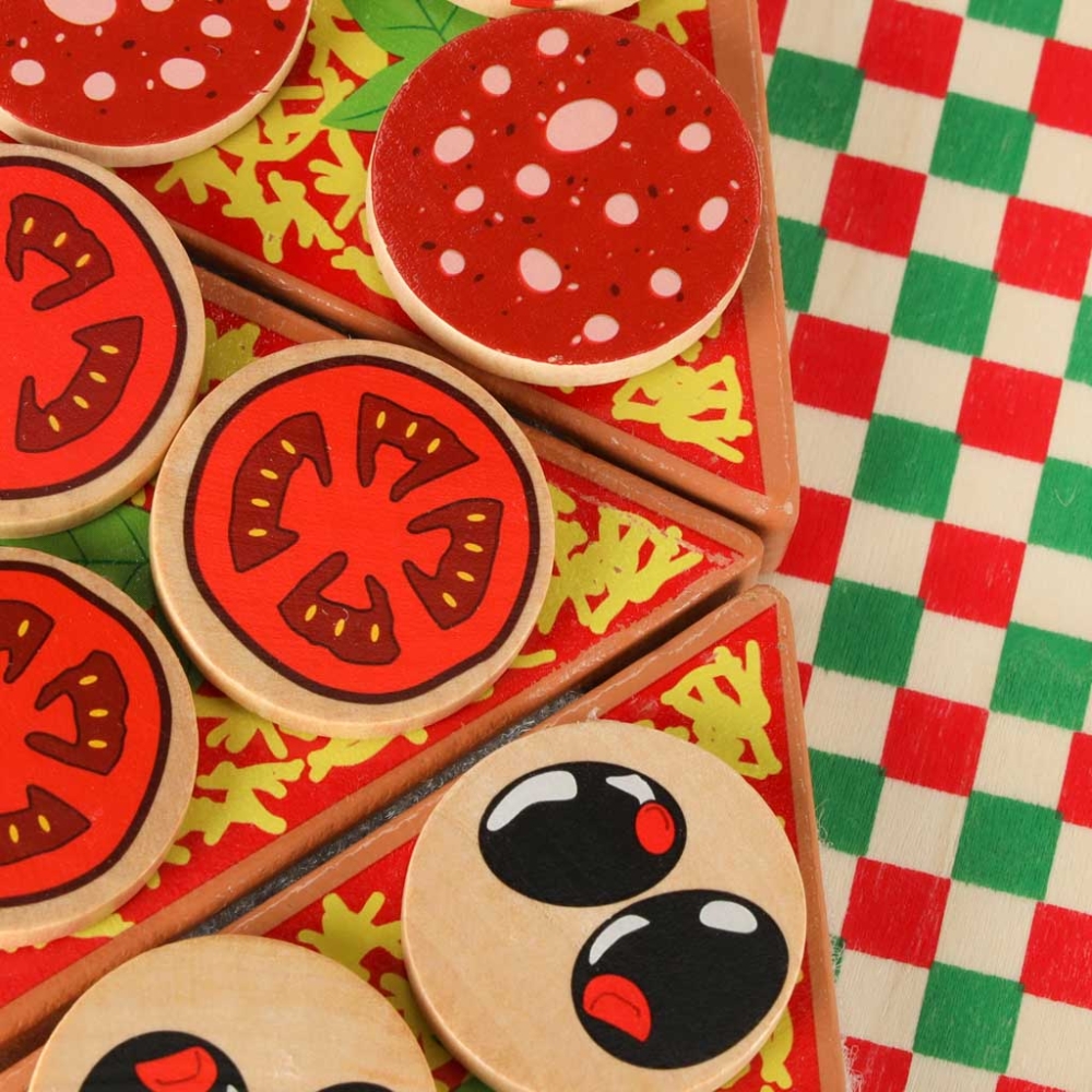 Medinės picos rinkinys su priedais Pizza-Žaislai, Profesijos, buities žaislai, Mažiesiems kulinarams-e-vaikas