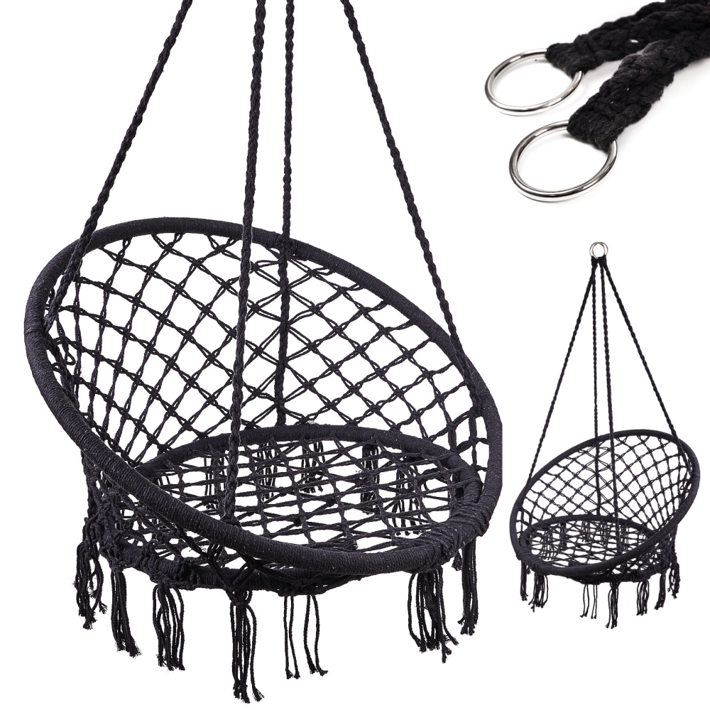 Sodo sūpynės su atlošu 80cm, juodas-Namai, laisvalaikis, turizmas, Sodo sūpynės-e-vaikas