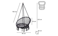 Erškėčių lizdas fotelis supynės su atlošu juodas 80cm
