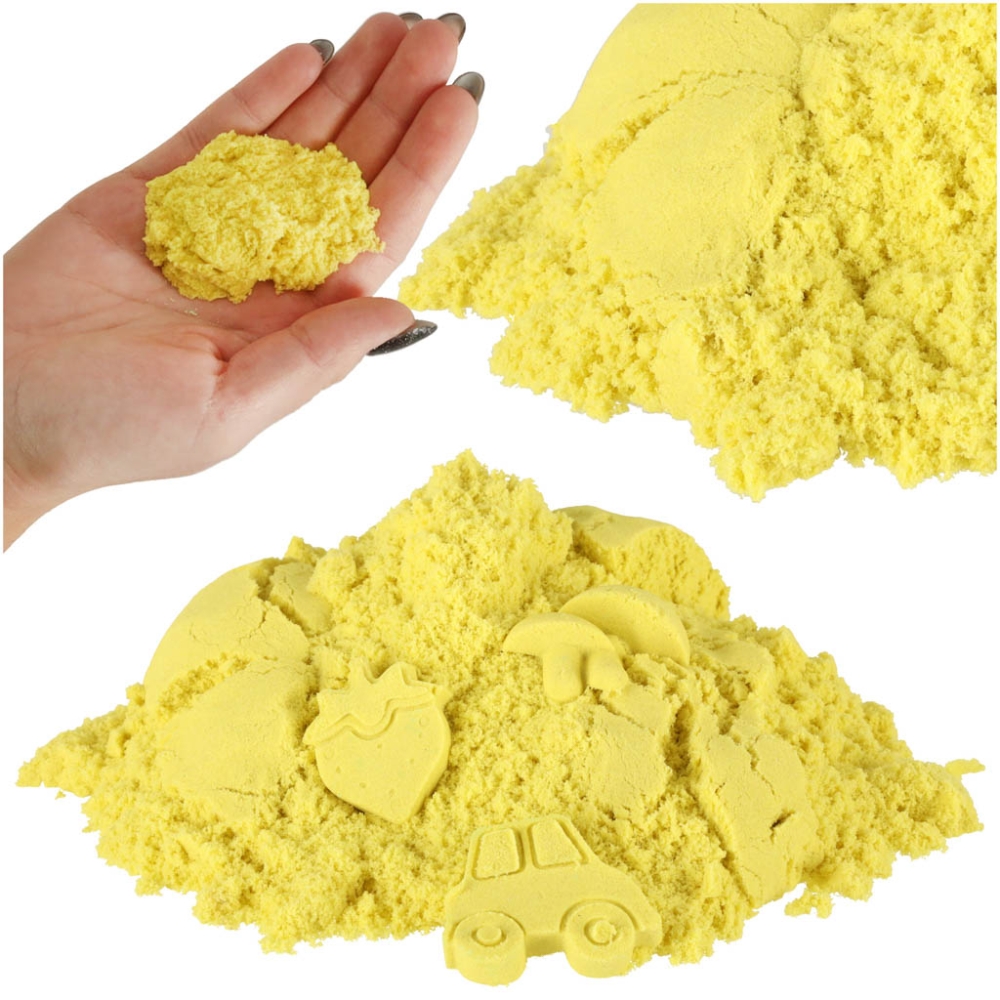 Kinetinis smėlis 1 kg maišelyje, geltonos spalvos-Žaislai, Kūrybiniai žaislai, Lipdymas-e-vaikas