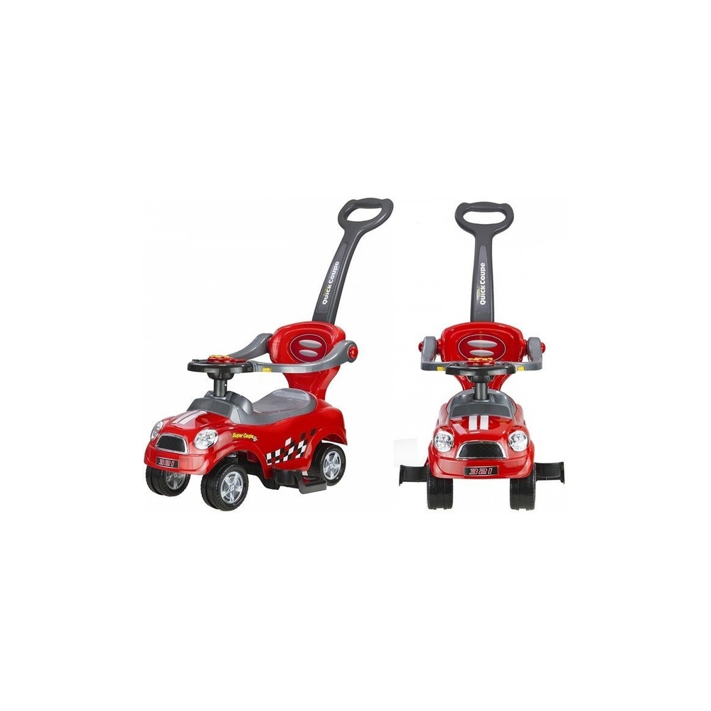 Coupe Car Manual Ride On with Parent Handle - Red