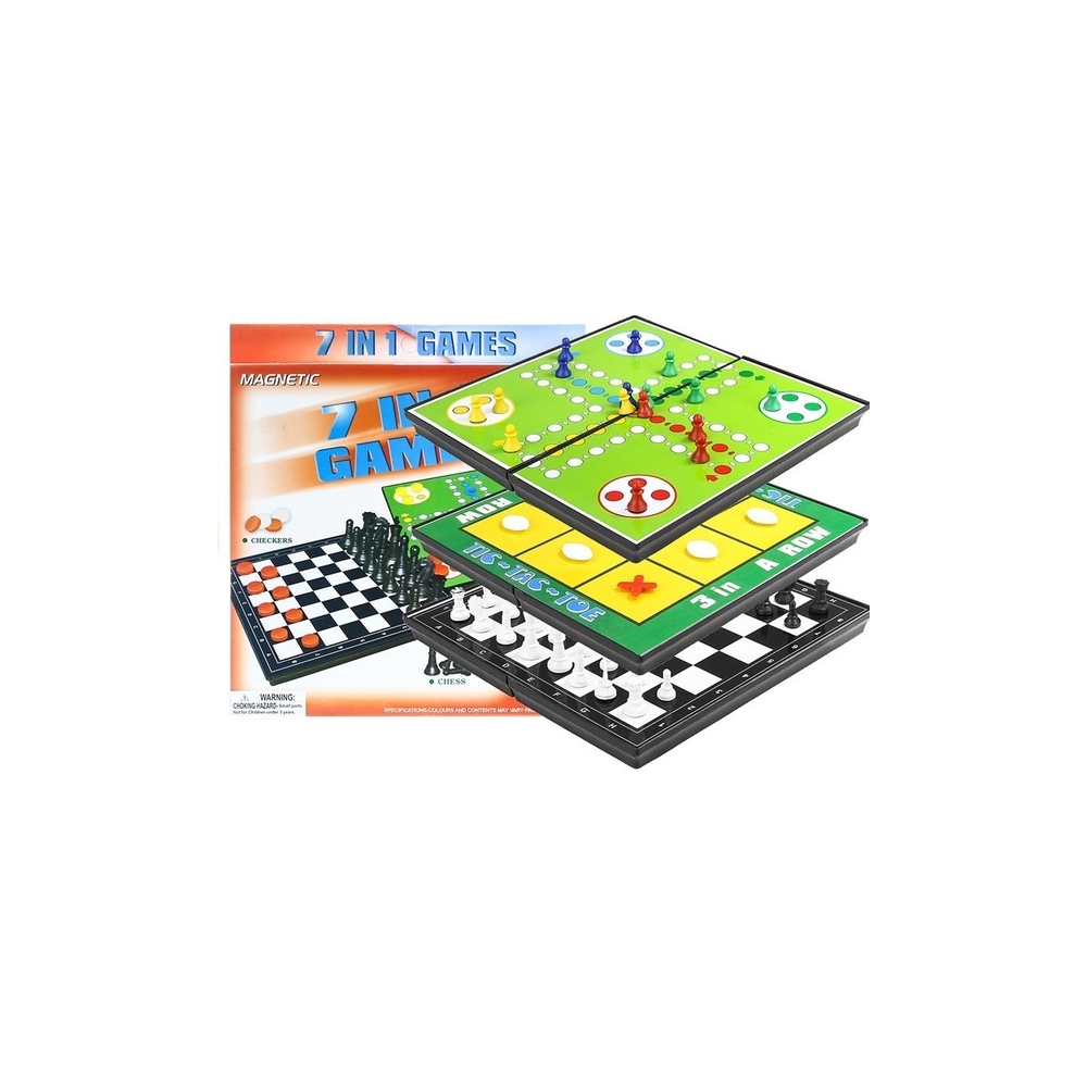 Gry 7w1 Zestaw Gier Planszowych Ludo  Warcaby