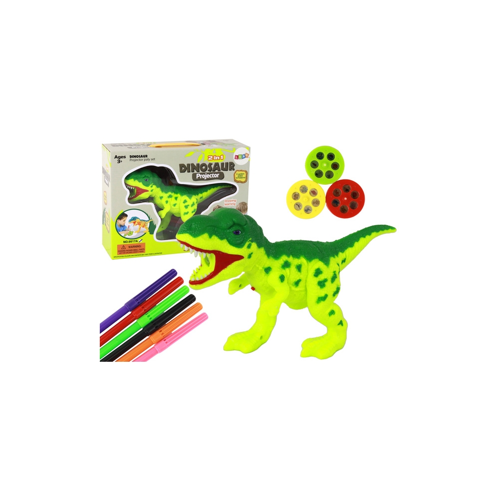 Dinozaurų projektorius su žymekliais ir šablonais