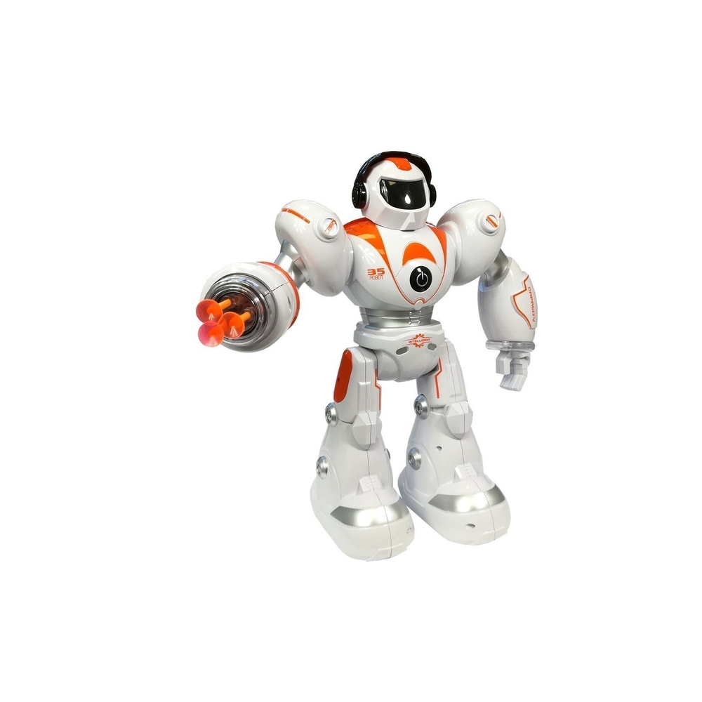 Nuotoliniu būdu valdomas R/C robotas šaudo raketas