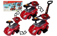 Paspiriama mašinėlė Mega Car 3in1 Push Ride, raudona-Judėjimui, Paspiriamos mašinėlės-e-vaikas