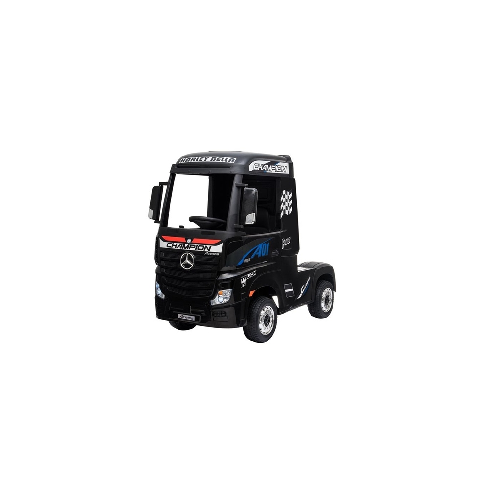 Elektromobilis Mercedes Actros MP4, lakuotas juodas-Elektromobiliai vaikams, Sunkvežimiai-e-vaikas