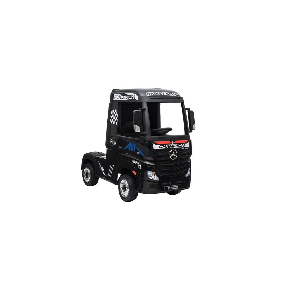 Elektromobilis Mercedes Actros MP4, lakuotas juodas-Elektromobiliai vaikams, Sunkvežimiai-e-vaikas