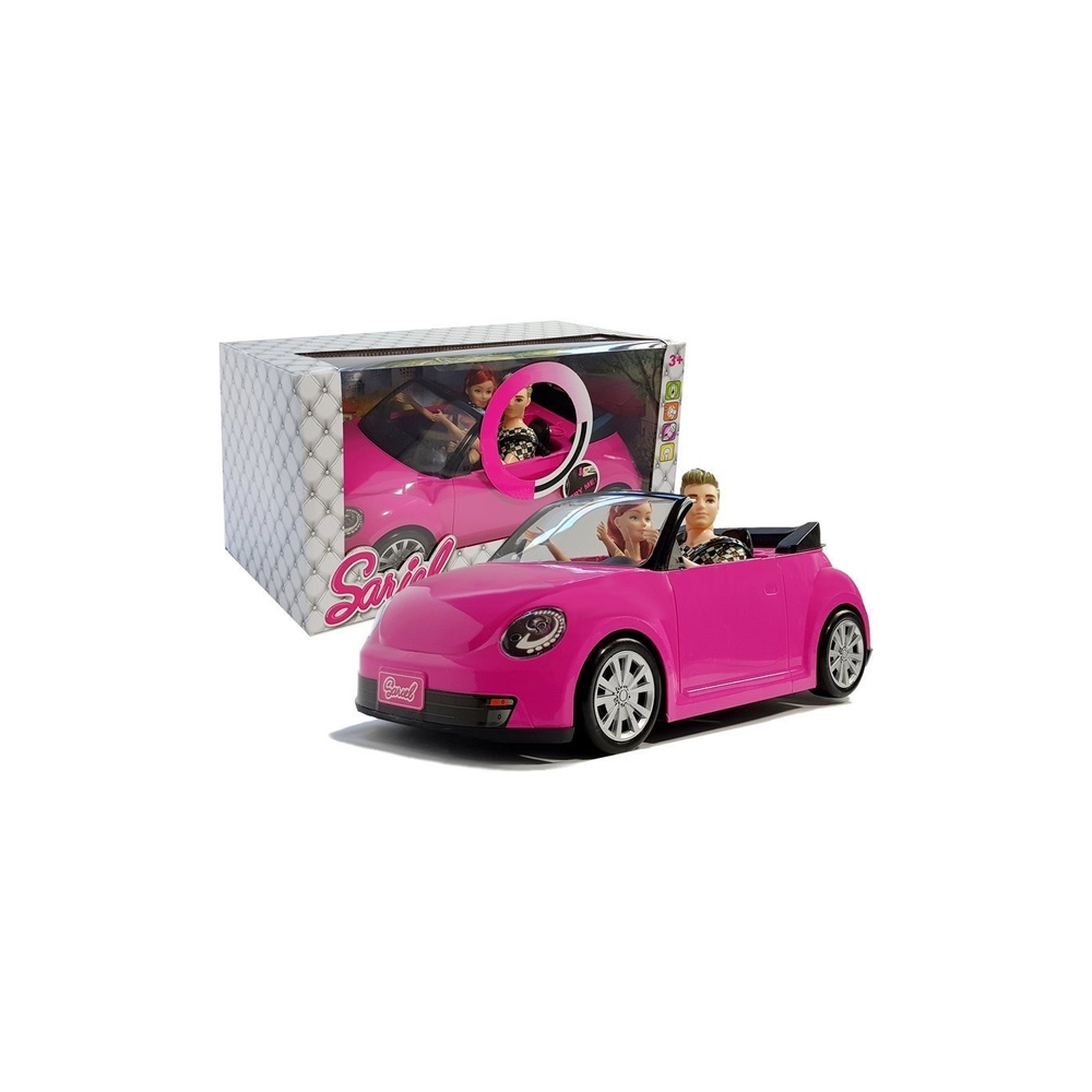 Lalka Samochód Auto Coupe Lalki Dźwięk Światła 43 cm Różowy