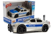 Auto Policji na Baterie 1:20 Światła i Dźwięki z Naciągiem Srebrne