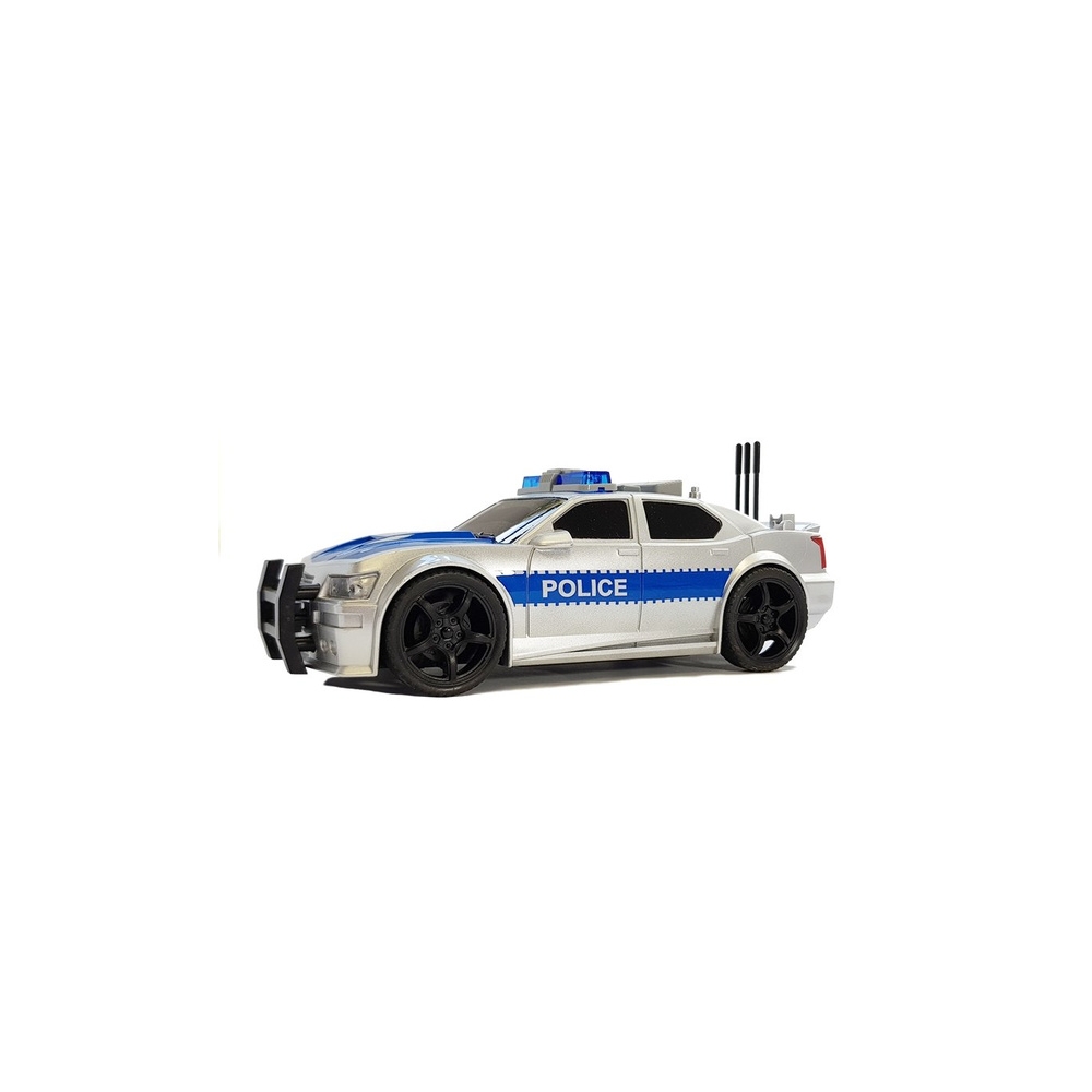 Akumuliatorinis policijos automobilis 1:20 su šviesomis ir garsais bei sidabriniu traukimu-Žaislai, Auto ir transporto žaislai, 