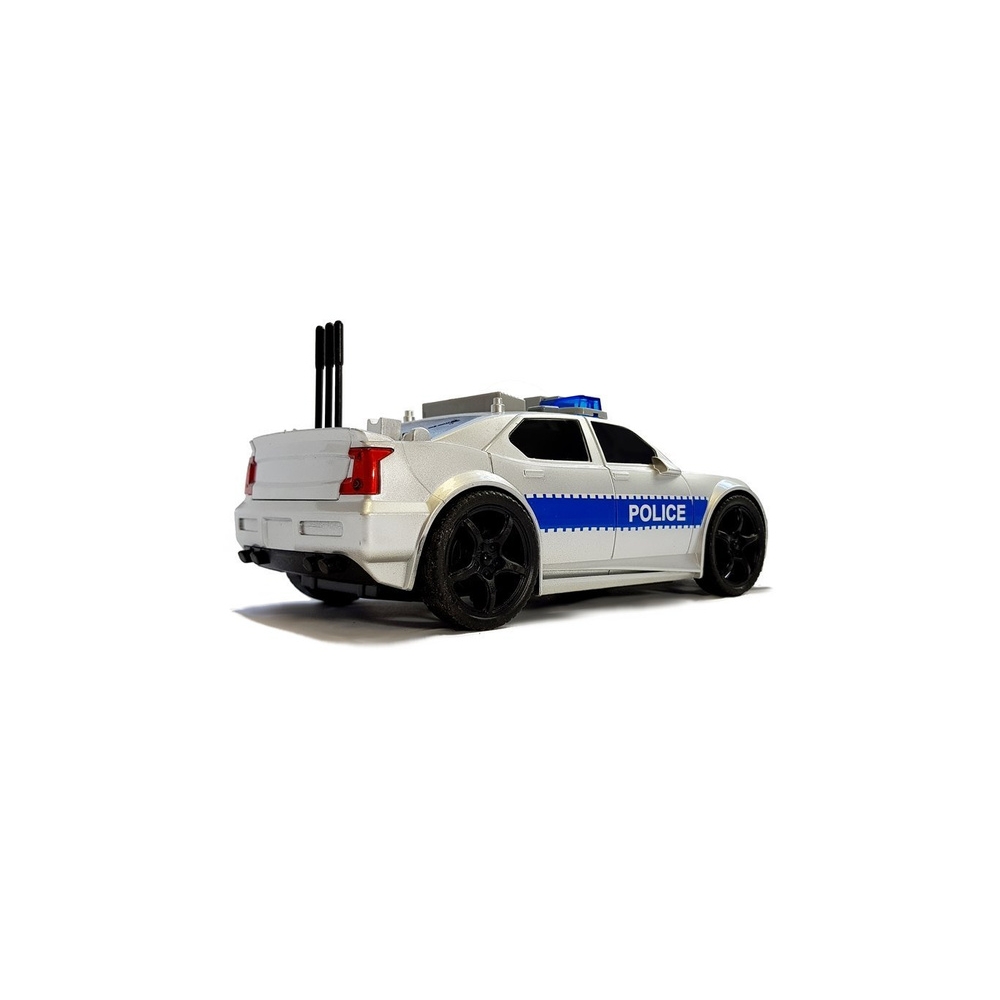 Akumuliatorinis policijos automobilis 1:20 su šviesomis ir garsais bei sidabriniu traukimu-Žaislai, Auto ir transporto žaislai, 